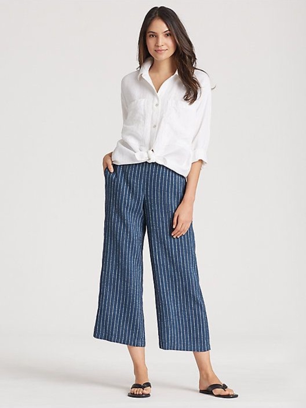 Eileen Fisher Linen Wide Crop Leg Pants